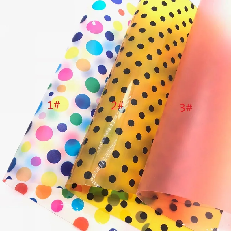 

1PC A4 SIZE 21X29CM Synthetic Letaher, See Through TPU with Printed Dots Rainbow For DIY Accessories S135A