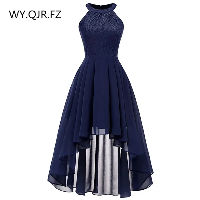 Best Price OML538#Neck Lace Chiffon halter Bridesmaid Dresses Front High Back low Dark Blue Fink Wine Red Violet prom party dress wholesale Best Price OML538#Neck Lace Chiffon halter Bridesmaid Dresses Front High Back low Dark Blue Fink Wine Red Violet prom party dress wholesale