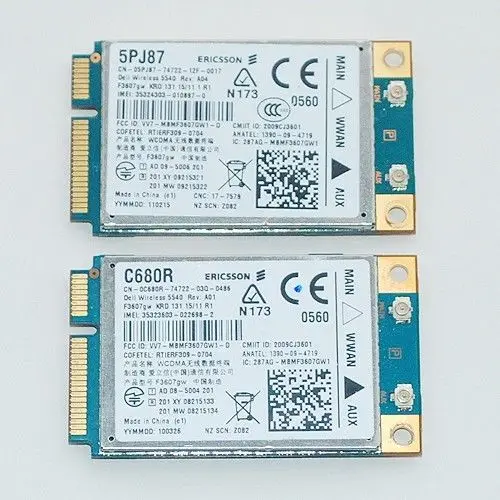 DW5540 F3607GW 3g Wi-Fi кард-WWAN Беспроводной модуль мобильного broadand 5PJ87 C680R H039R Pci-e 7,2 м для DELL E4310 E6400 E5400 E6410