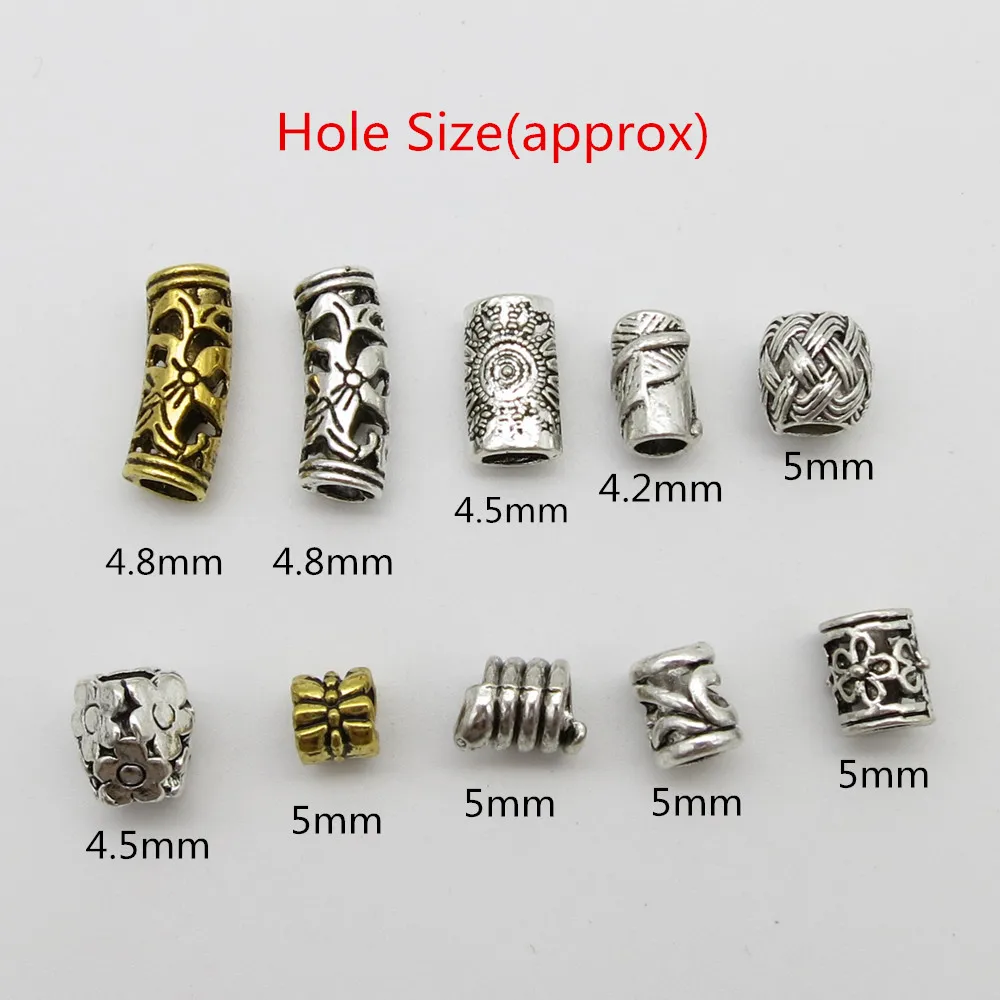 10Pcs/Lot mix metal set for hair braid dread dreadlock beads clips cuffs tube rings Jewelry