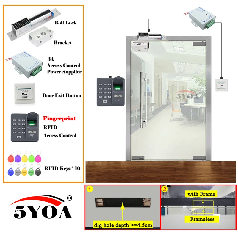 Отпечаток пальца RFID система контроля доступа комплект деревянные очки дверной набор Электрический магнитный замок ID карта источник питания Кнопка выхода