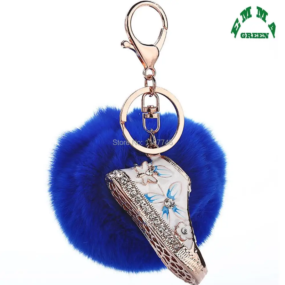 

Sneaker Shoe Rhinestone Pendant Keychain Prom Christmas Fur Ball Keyring Crystal Key Chain for Women Bag Gift Key Rings