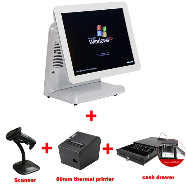 Special Price 15 inch capacitive touch cash register pos system with 80mm thermal bill printer and cash drawer as well as scanner