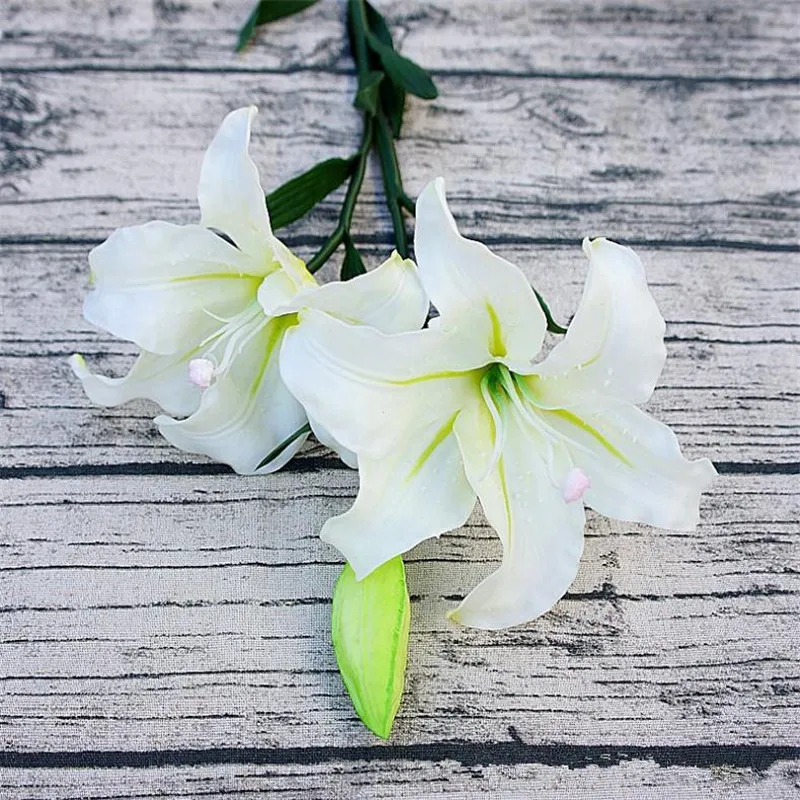 6Pcs Fake European Single Stem Real Touch Lily Simulation Lilies for