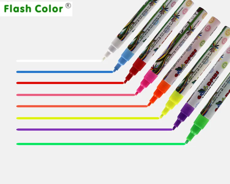 Flashcolor 1 шт., маркер 3 мм, 6 мм, 8 мм, жидкий мел, флуоресцентный неоновый маркер, Светодиодный Маркер для стеклянной доски, художественные маркеры, офисные принадлежности