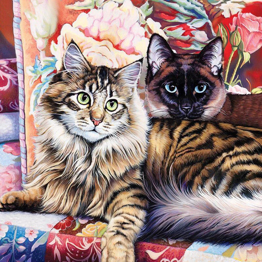5D DIY животные кошки и собаки Алмазная вышивка крестиком круглая домашний Декор