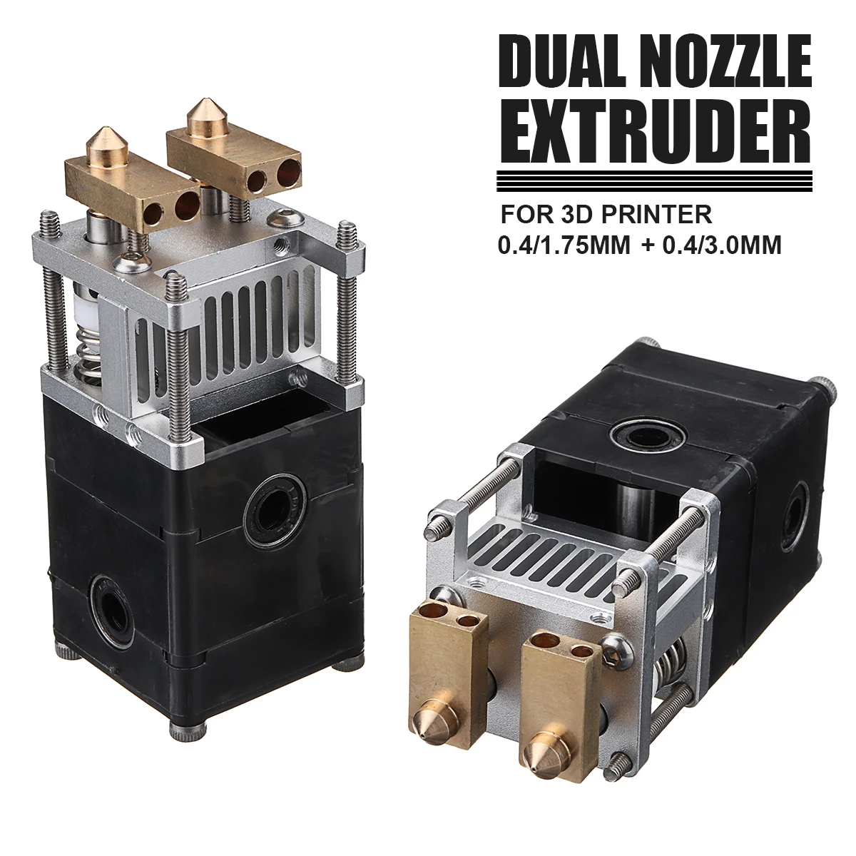 

1Pcs 3Dprinter 2 Extruder kit Nozzles 0.4mm Hotend Dual Heads For 1.75/3.0mm Filament for Ultimaker