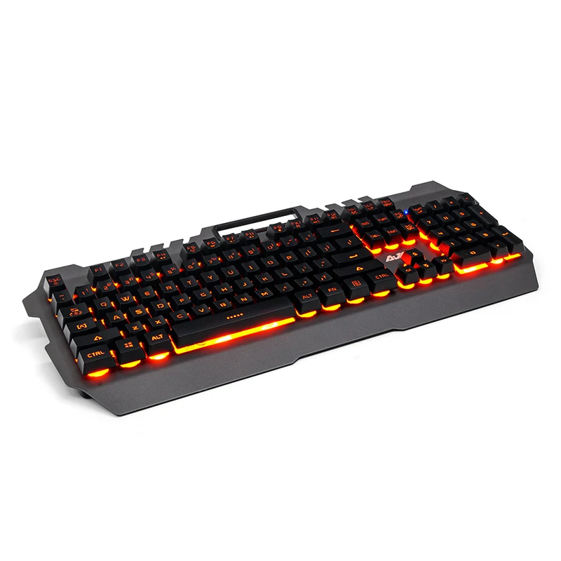 Ajazz Membrane wired gaming keyboard 104 keys 19-key anti-ghosting waterproof metal panel backlit keyboard with phone holder (1)