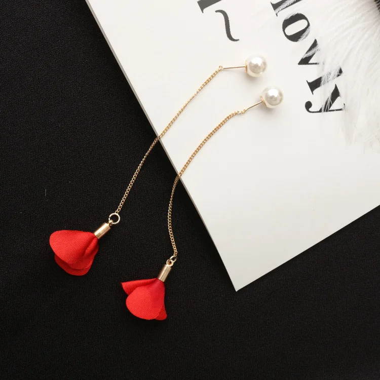 Корейская версия новой жемчужная Ушная линейка Длинный цветок кисточкой кулон темперамент простые женские серьги