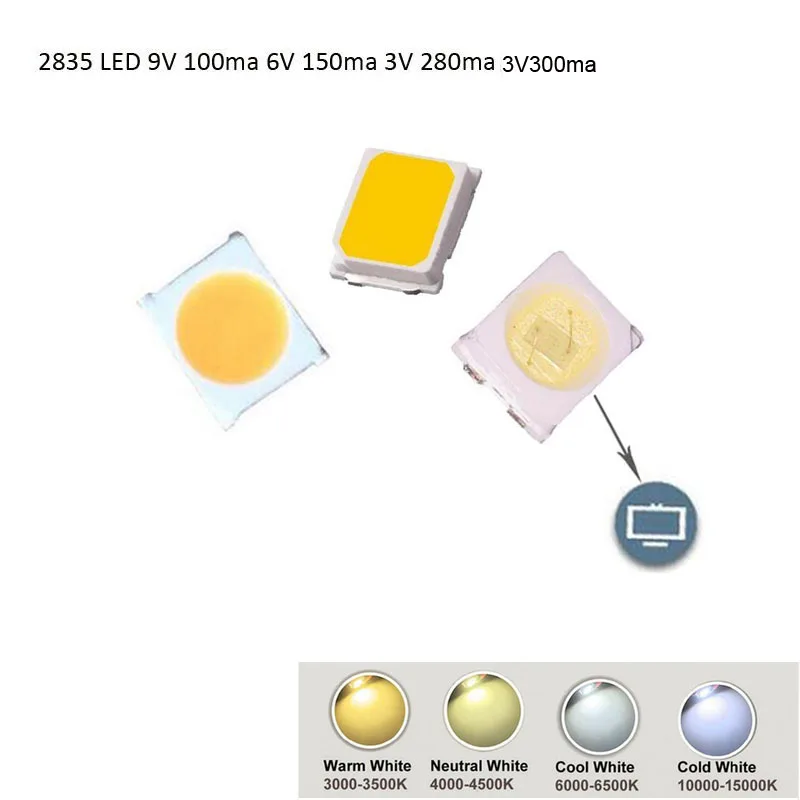 DIY SMD светодиодный Диод 2835/3528 1 Вт 3В 300мА 6В 150мА 9В 100мА 100 120лм Быстрая доставка|smd led