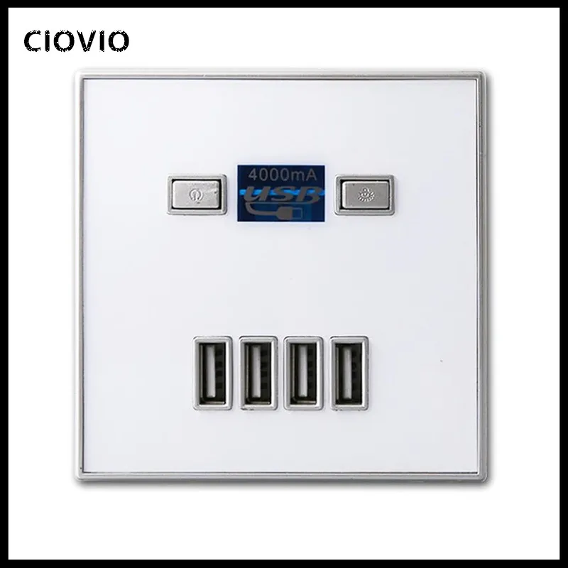 

High Quality 4-PORT quick charger home use wall socket Power Usb Electrical Outlet 86mm * 86mm 4000MA