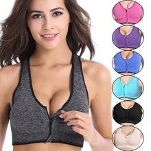 5 Colors Women Zipper Push Up Sports Bras,Padded Wirefree Shockproof Gym Fitness Athletic Running Yoga Vest Sports Tops