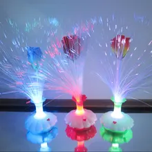 Красочный Светодиодный светильник из оптоволокна цветок Роза Ваза ночник Рождественский подарок Новогоднее украшение дома Рождественский Декор Прямая