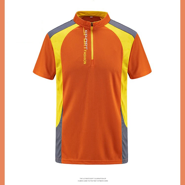 T94 Orange XL-8XL оранжевый короткий рукав Повседневное футболка Для мужчин дышащая стоячим воротником футболка мужская футболка Для мужчин Фитнес брендовая одежда - Цвет: T94 Orange