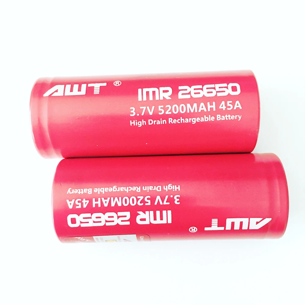 Kaufen AWT 26650 Akku 3,7 V Li Ion Batterie 26650 5200mAh 45A für High Power Taschenlampe Werkzeuge Bohrer Batterie 26650 t052