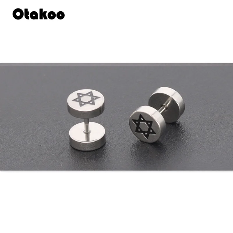 Otakoo 1 пара ушных гвоздей Звезда Давида шпильки серьги пирсинг черные из