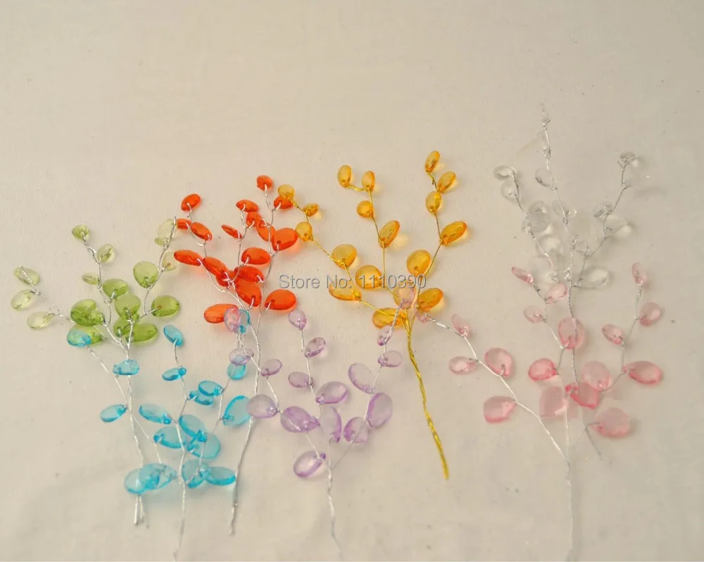 15CM acrylic crystal drop bead flower wire stem,artificial crystal flowers for party decoration