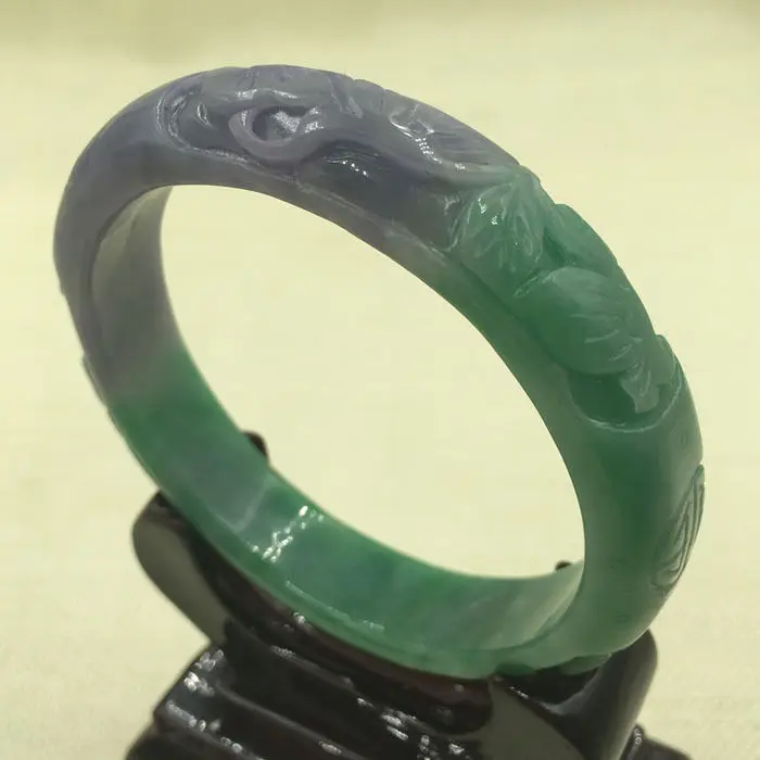 

2217 Chinese Hand-carved Lavende Purple Green Jadeite Jade Bangle Bracelet 67mm 28% 10.13