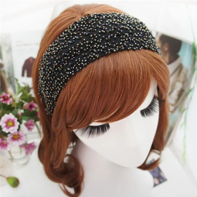 

Fashion Luxurious Pearls nail bead Hair Hoop Headband Hairband for Women Girls Broad edge Bohemia Hair Band Hair Accessories