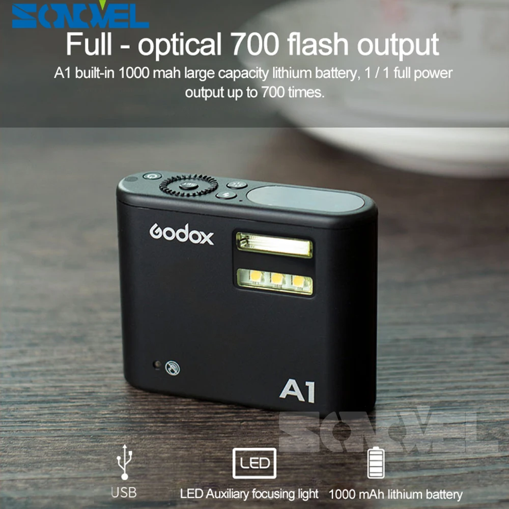 Pro Godox A1 флэш-память для смартфона с 2,4G Беспроводной Системы ttl Bluetooth триггер с Батарея для iPhone 7 6 S Plus ios