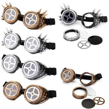 

LELINTA Cross Lens Men Women Welding Goggles Gothic Steampunk Cosplay Antique Spikes Vintage Glasses Eyewear Goggles Punk Rivet