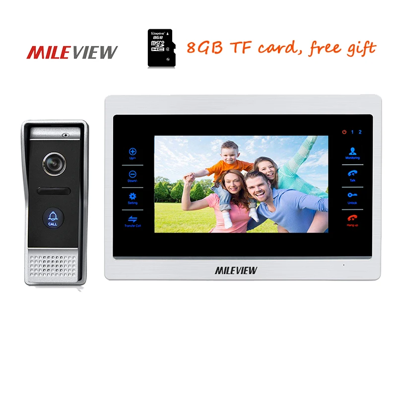 

Free Shipping 720P AHD HD 10" Color Video Intercom Door Phone Record System Night Vision Outdoor Camera Unlock Motion Detection