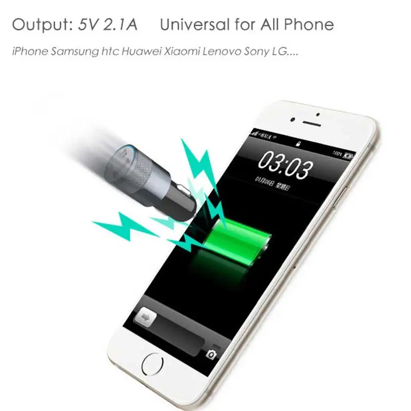 Suptec سيارة شاحن الهاتف 2 ميناء البسيطة المزدوجة usb شاحن سيارة محول شحن سريع 5 فولت 2a آيفون سامسونج xiaomi lg شاحن الكربون؛