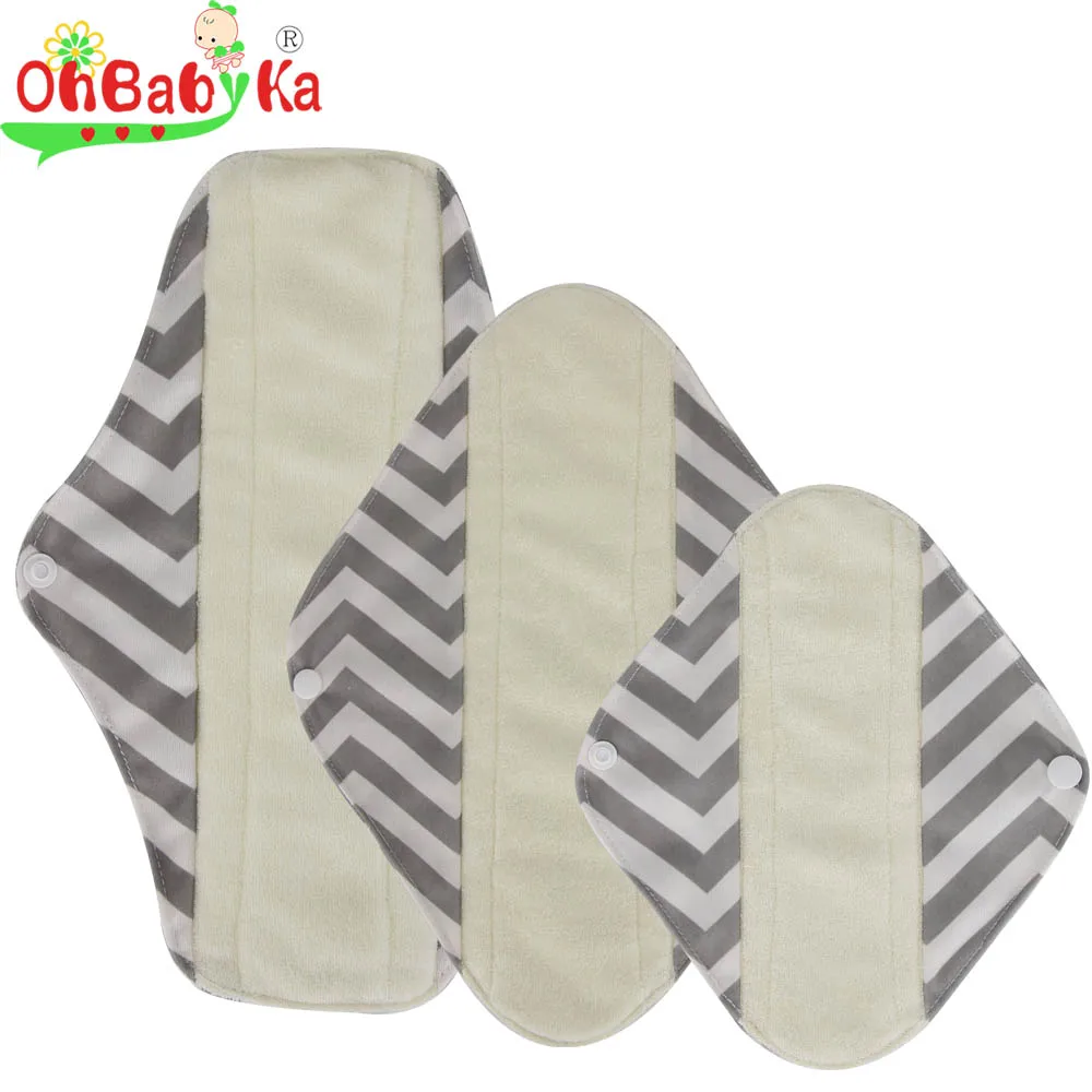 

OhBabyKa Menstrual Pads Washable Sanitary Pads Bamboo Cloth Pads Reusable Panty Liners Character Print Reutilisable Menstruel