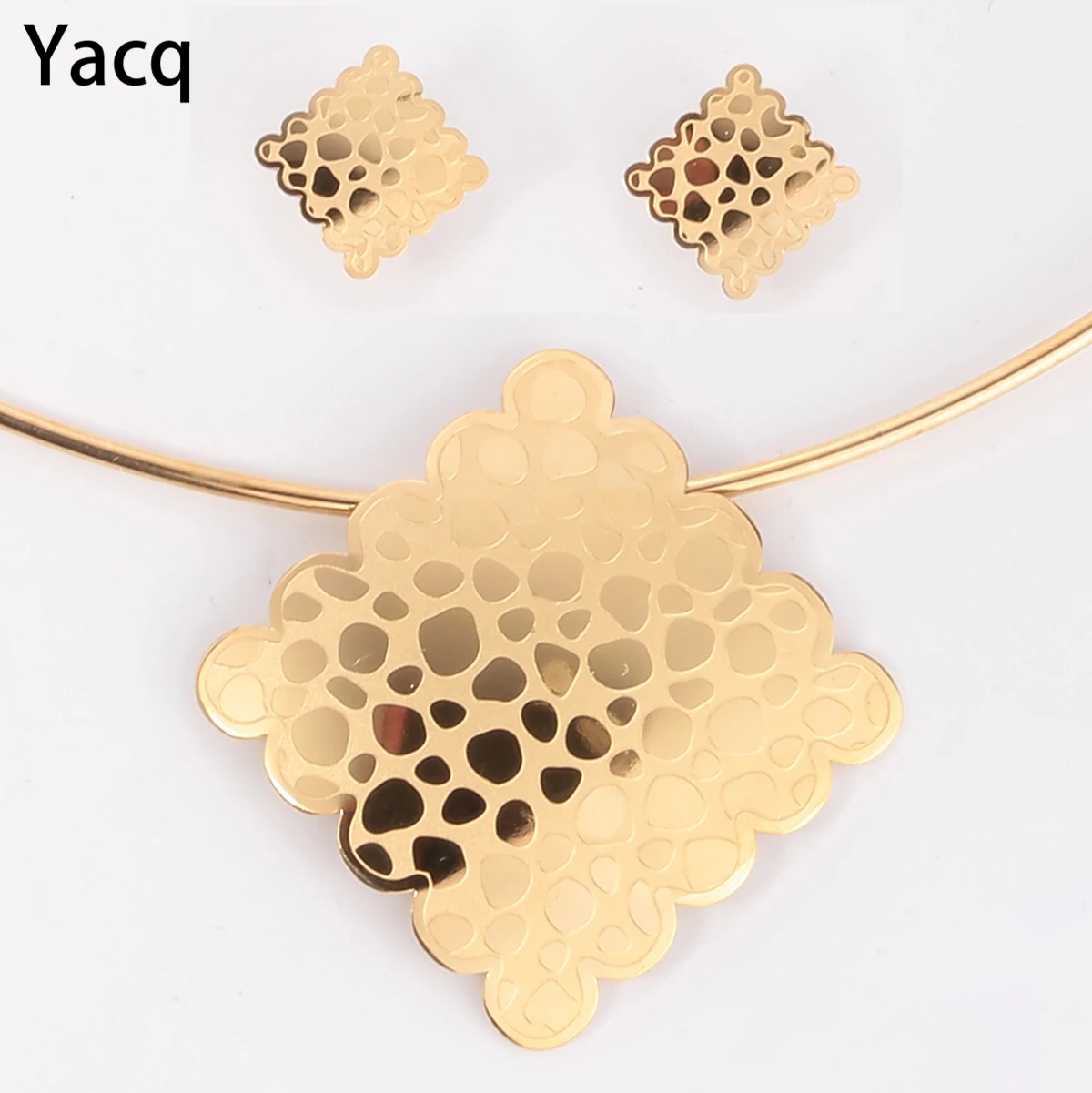 

Yacq Choker Necklace Earrings Sets Women Stainless Steel Fashion Jewelry Gifts for Her Mom JN41 Dropshipping Gold Silver Color