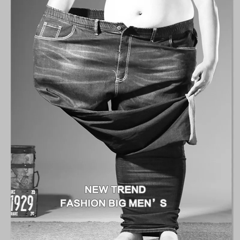 Черные мужские джинсы больших размеров 5XL 6XL 7XL 8XL 54 56 58 59 60 200 кг эластичные джинсовые брюки мужские s джинсы бренд брюки мужская одежда