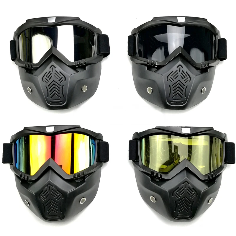 Ski Motorcycle Mask Half Goggles Vintage Helmets Open Face Universal Glasses Bla