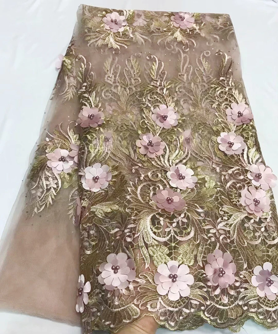 

2018 Amazing african style ,3D applique High quality nigeria french lace african lace fabric for party dress 5yards/lot