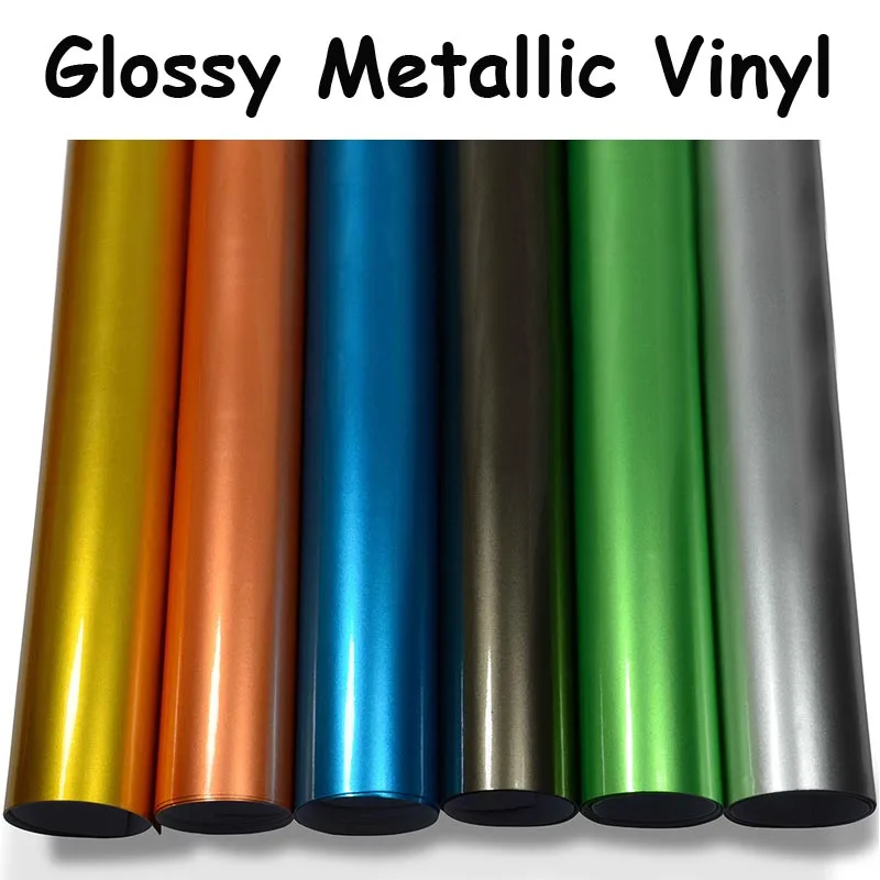 1.52*5/10/15/20M Premium Glossy Metallic Vinyl Car Wrap Shinny Metallic