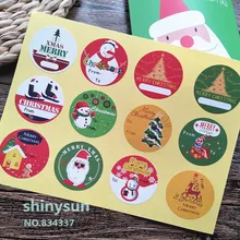 3 вида конструкций веселого Рождества круговой подарок DIY декоративная наклейка запечатывание стикер торт коробка украшение стикер сообщений