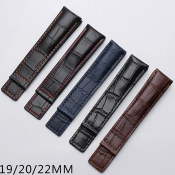 

shengmeirui 19MM 20MM 22MM leather strap FOR CARRERA AQUARACER MONACO men's watch band Black brown blue bracelet Without buckle