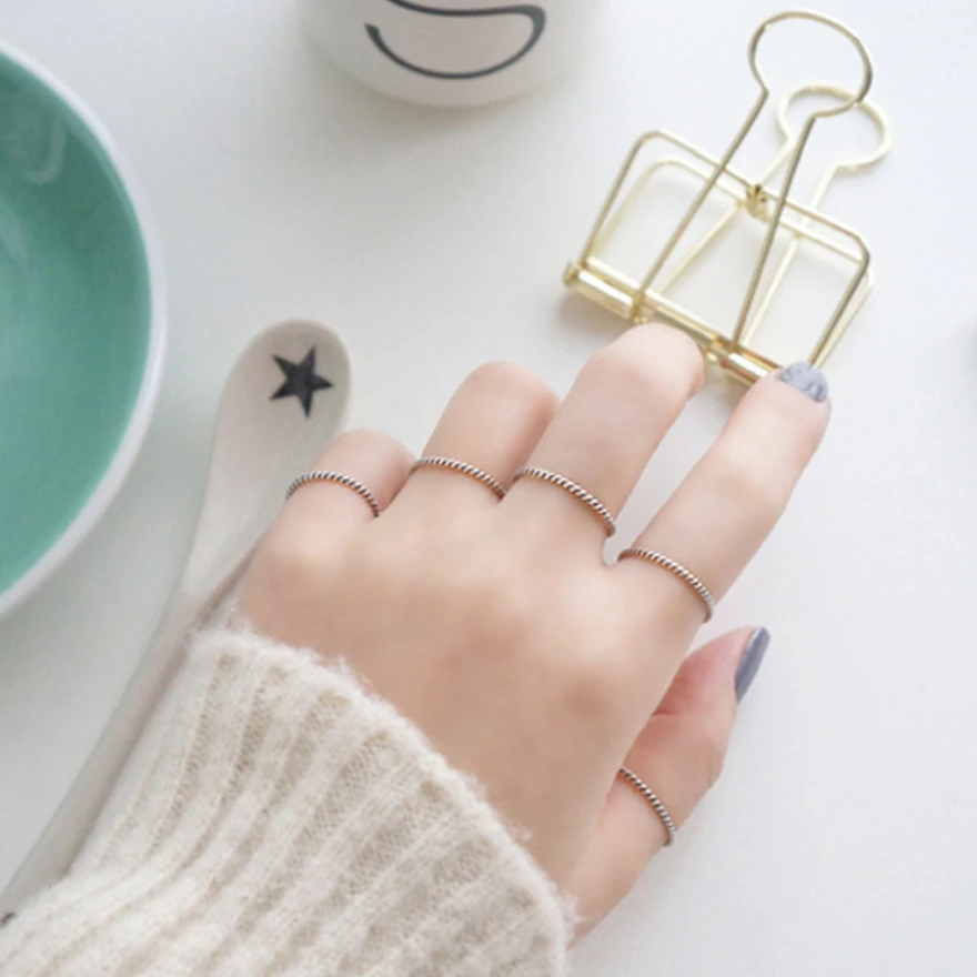 

MM Design Antique Twist Ring for Women Fashion Simple Curve 100% Pure 925 Sterling Silver Ring Jewelry Anti Allergy