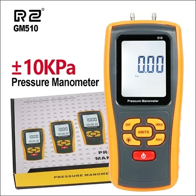 ZKS-KS GM511 50KPa Digital LCD Display Pressure Manometer Yellow Differential Manometer Pressure Gauge