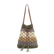 Bohemian ethnic style retro tassel tassel handbag handbag shoulder bag women gypsy knit woven shopping bag free shipping ethnic style tassel and rivets design women s tote bag