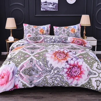 

Boniu Mandala Bedding Set 3D Soft Mandala Flower Print Duvet Cover with Pillow Covers US UK AU Queen Size Bed Set 2/3pcs