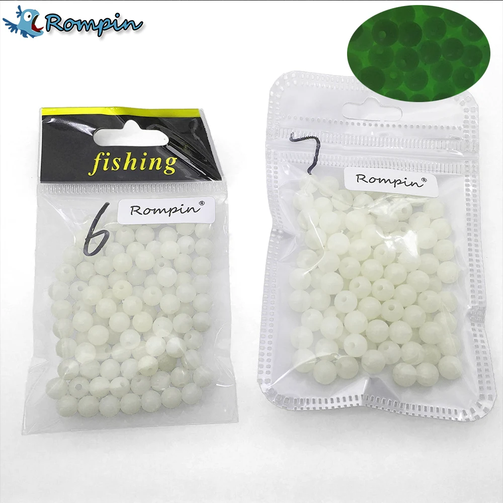 Rompin 100pc/bag Fishing Floats Round beads Luminous Light Glowing balls Buoy Bulk Flotteur stopper Carp Fishing sea Beads