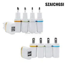 SZAICHGSI 200 шт. 5 в 2.1A светодиодный свет 2 порта USB зарядное устройство Быстрый Настенный адаптер Зарядник для iPhone 5 6 7 samsung мобильного телефона