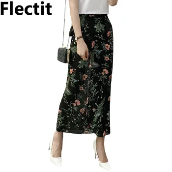 

Ferns Floral Maxi Skirt Summer Chiffon Split Long Skirt with Ties Women Beach Party Skirt Outfits Saia Feminina