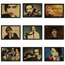Marilyn Manson Vintage Retro rock band musik Gitarre Matte Kraftpapier Antikes Plakat Wandaufkleber Home Decora
