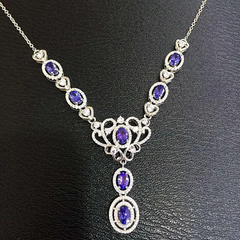 

Collares Collier Qi Xuan_Fashion Jewelry_Blue Stone Necklaces_S925 Solid Silver Fashion Blue Necklaces_Factory Directly Sales