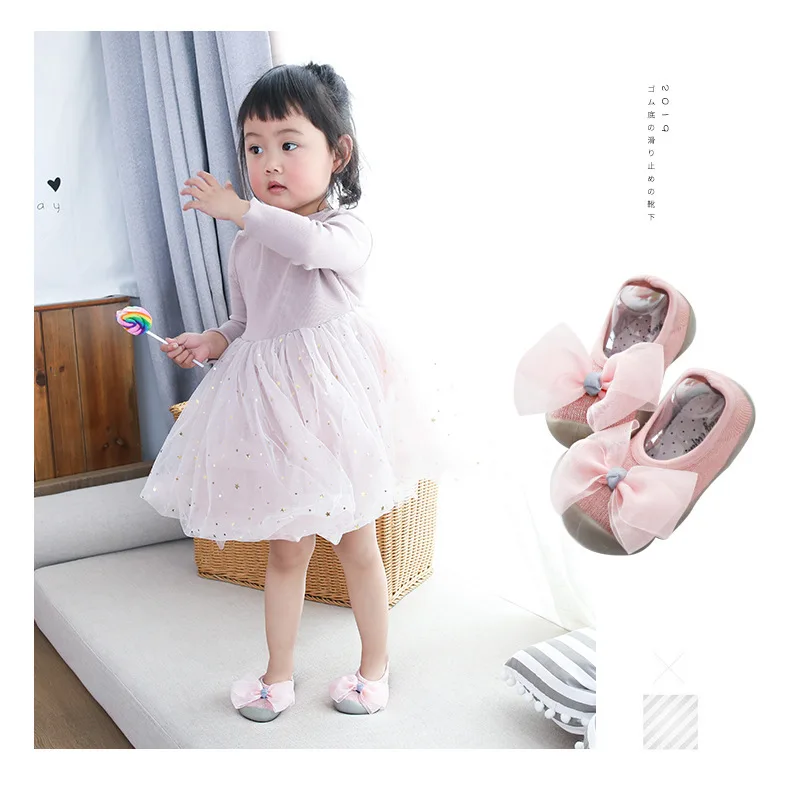 Newborn Boy Girl Anti-slip Socks Baby Anti-skid Soft Socks Baby Lace Bow Socks With Rubber Soles  Toddlers Baby Socks Kids First Walker Warm boy girls First walking slipper Socks (7)