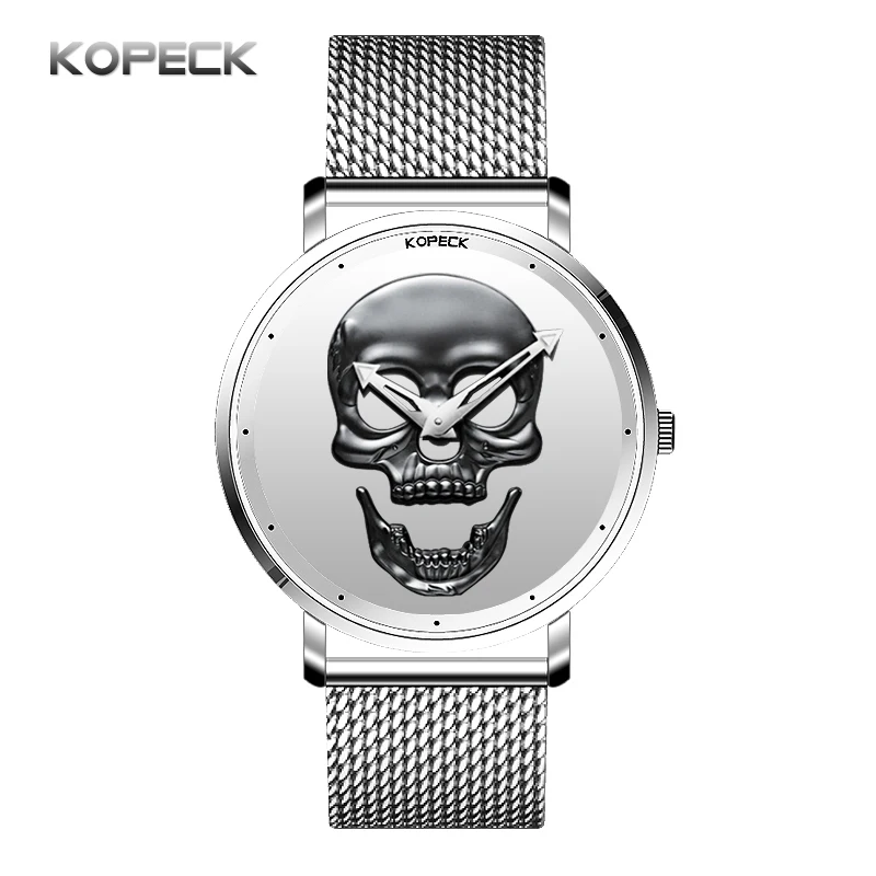

Top Brand Luxury Women Skull Quartz Watch Sport Luminous Female Clock Milanese Mesh Steel Big Dial Ladies Watches Reloj Mujer