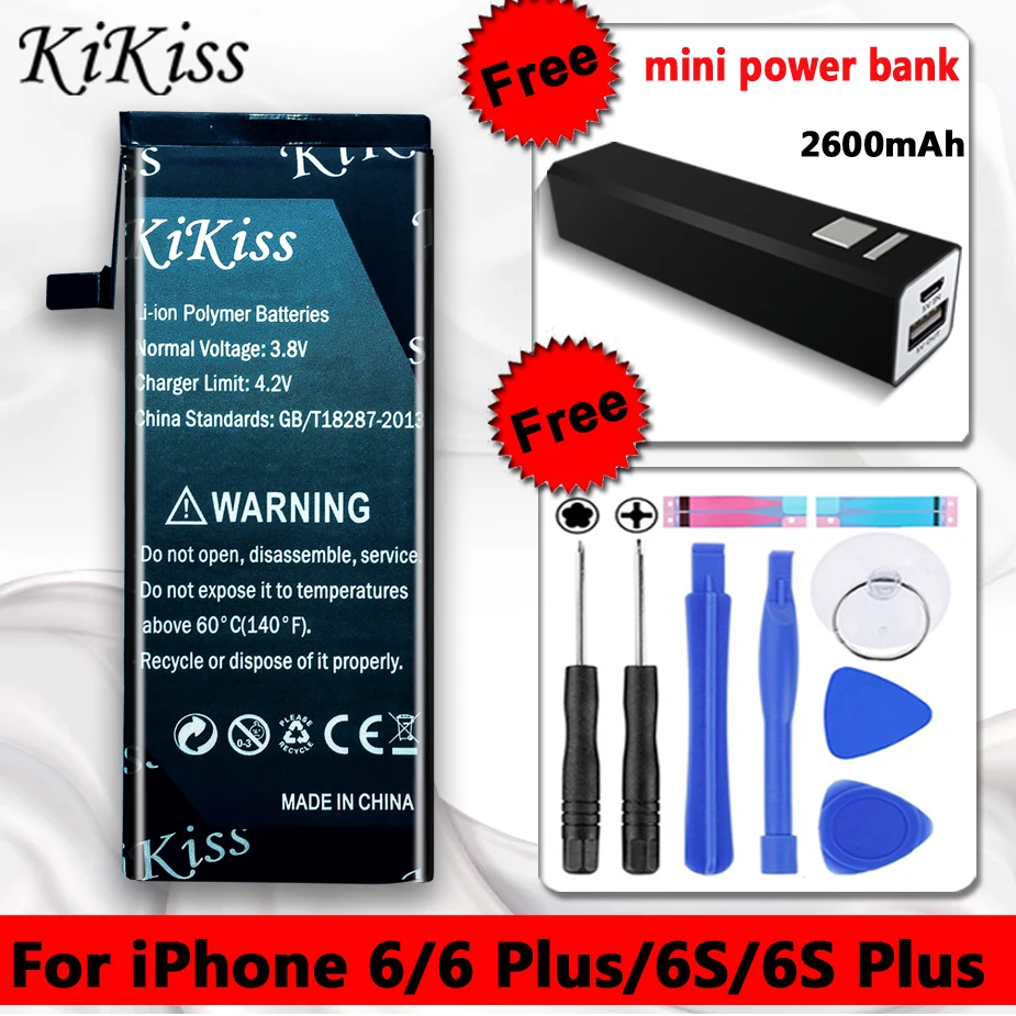 

Free tool KiKiss Battery For iPhone 6 / 6 Plus / 6S / 6S Plus Mobile Phone Replacement Batery For Apple iPhone 6/6plus/6S/6Splus