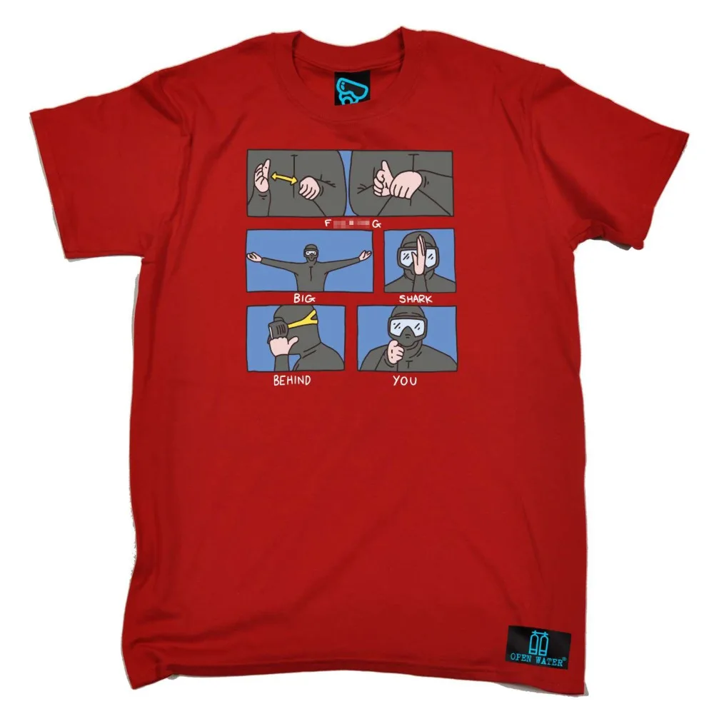 New 2019 Cotton Diving - Big Shark Behind You - Diver Tank Mask Funny Birthday T-SHIRT Short-Sleeve T-Shirt