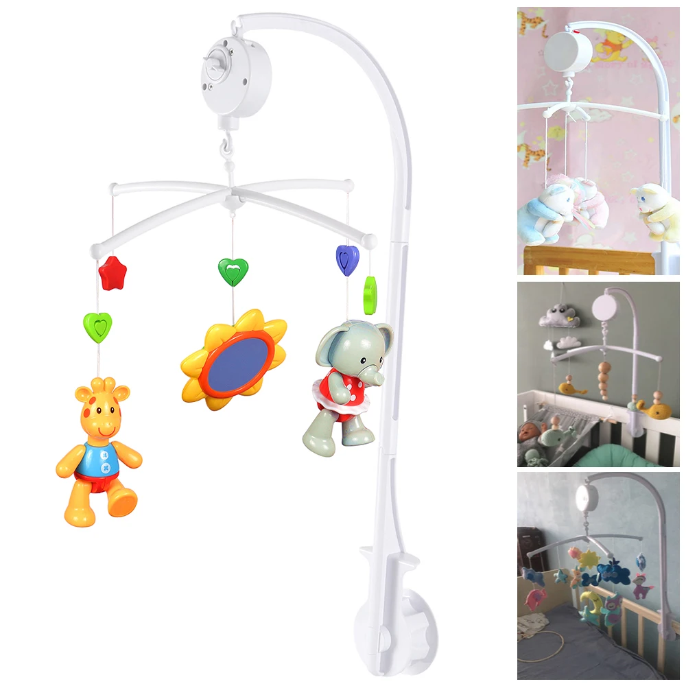 Белый мобиль для детской кроватки прикроватная игрушка-колокольчик держатель с опорой+ ветряная музыкальная шкатулка детские игрушки 0-12 месяцев детская коляска игрушка