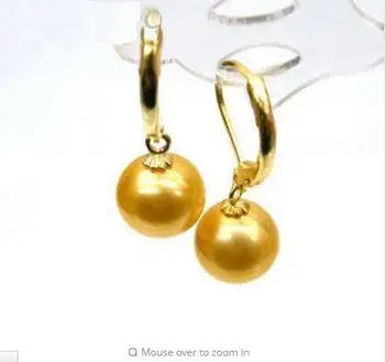 

10-11mm AAA+ YELLOW Perfect Round SOUTH SEA PEARLS EARRING 14K/20 GOLD